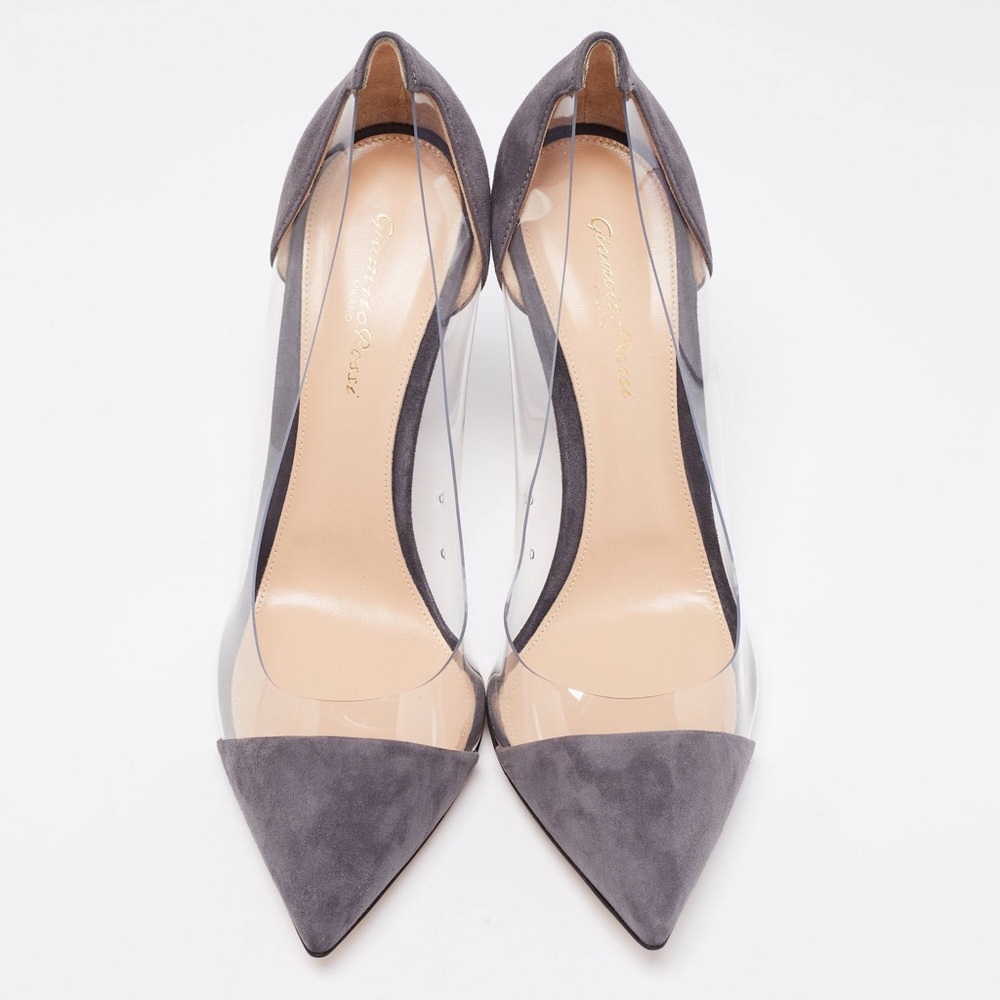 Gianvitto Rossi Grey Suede Plexi Pump